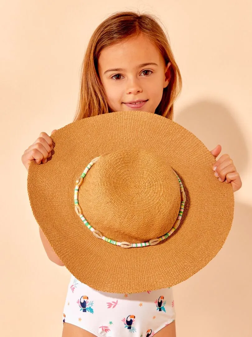 SOMBRERO CON PERLAS  BEIGE