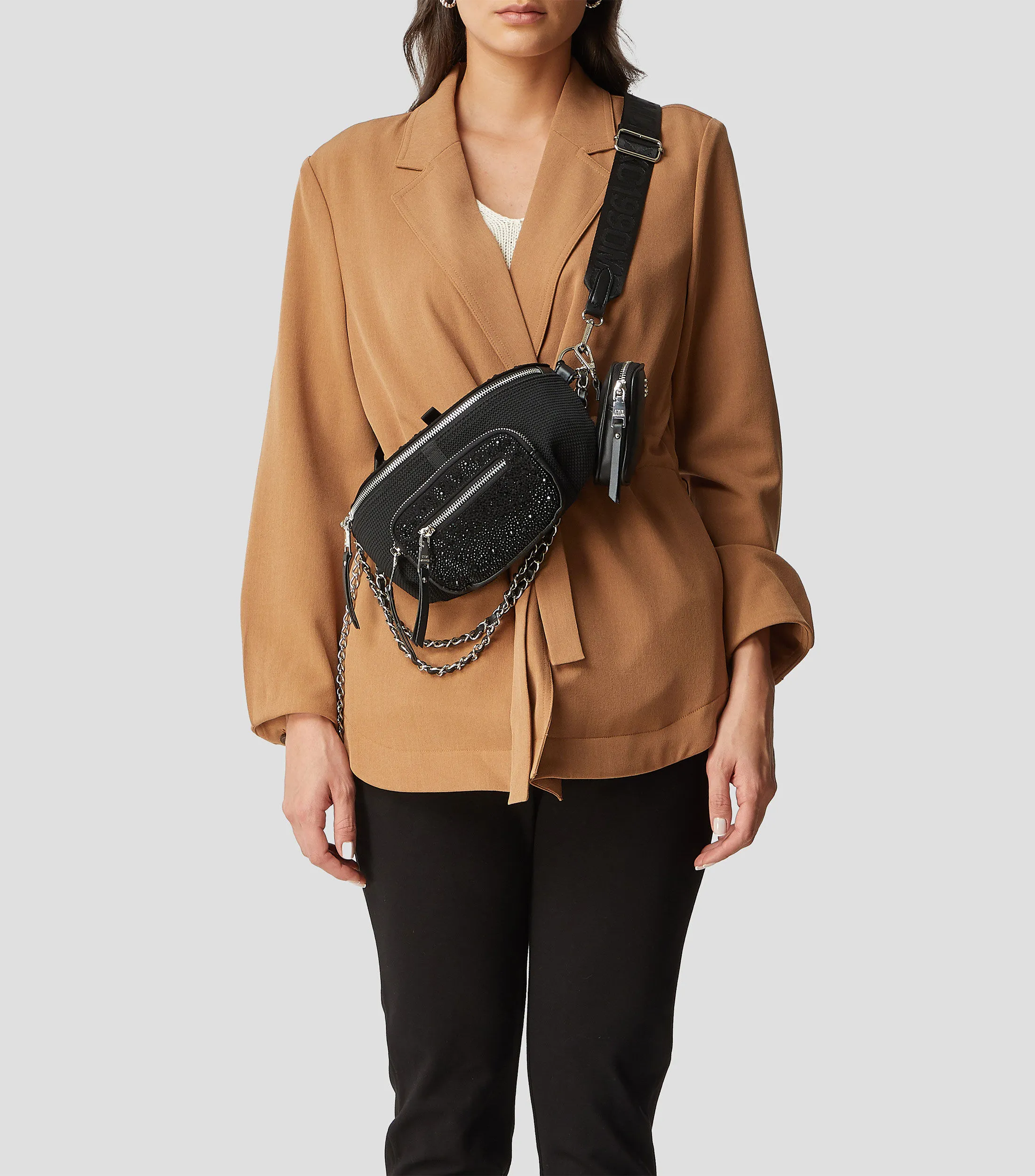 Steve Madden Bolso Cangurera Negra Mujer