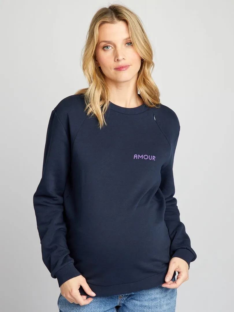 SUDADERA DE LACTANCIA CON CUELLO REDONDO  AZUL