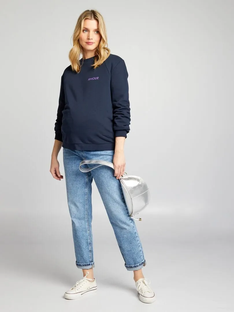 SUDADERA DE LACTANCIA CON CUELLO REDONDO  AZUL