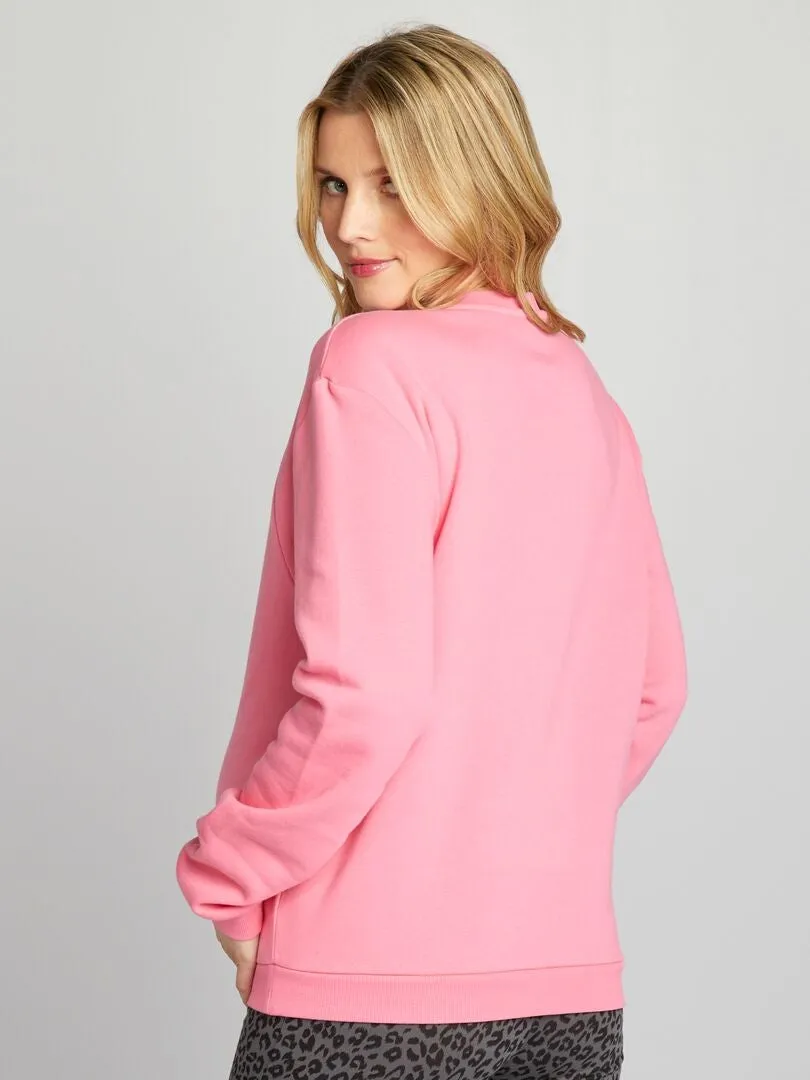 SUDADERA DE LACTANCIA CON CUELLO REDONDO  ROSA