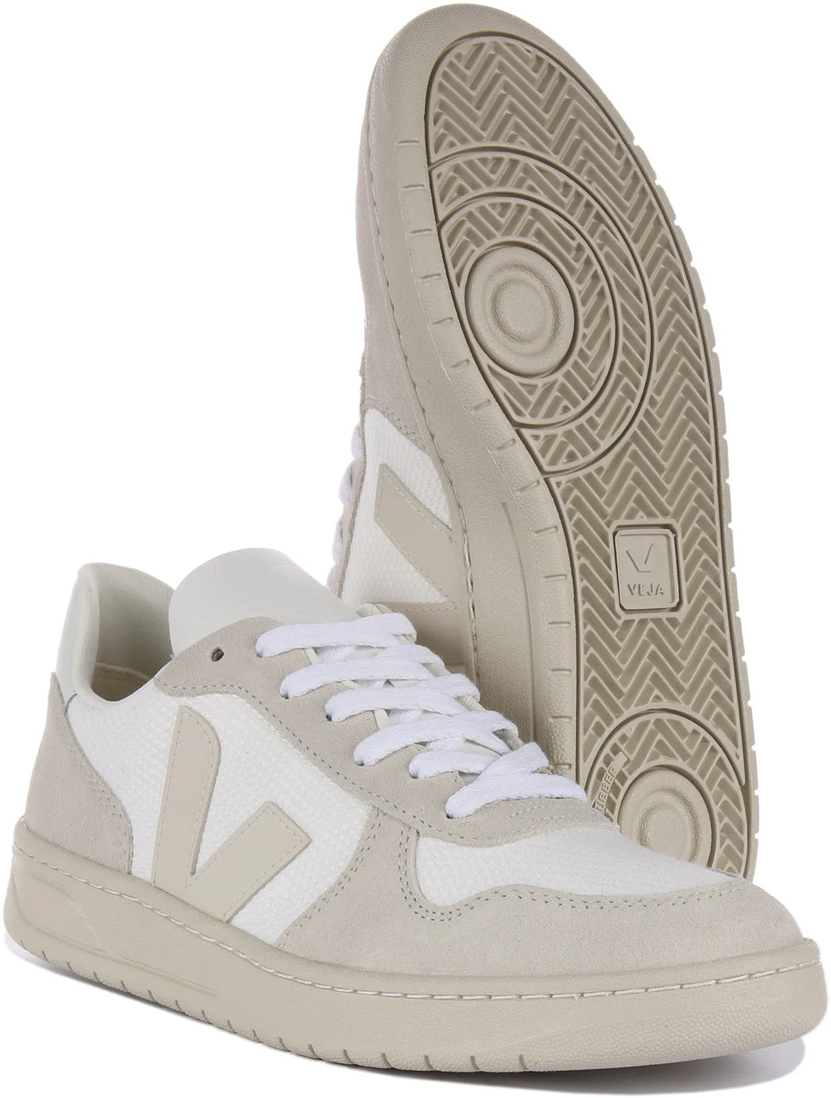 Veja V10 Leather In White Black For Women