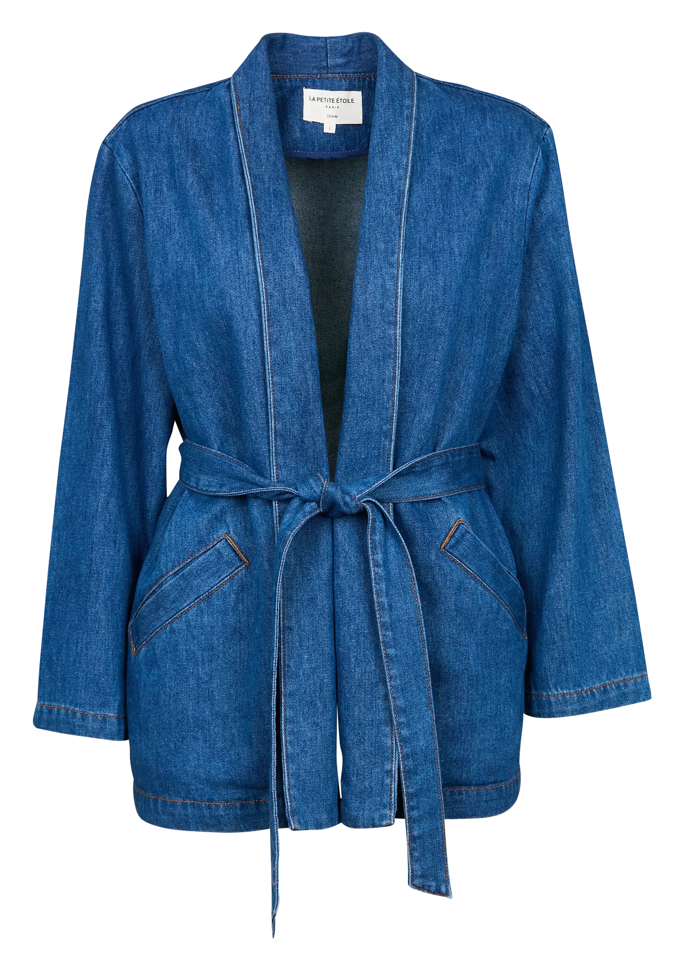 VERA  CHAQUETA DE CUELLO CHAL RECTA DE ALGODóN MEZCLADO EN VAQUEROS BRUT