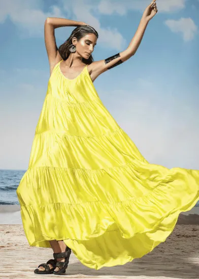 Vestido con tirantes ajustables y pliegues Lima
