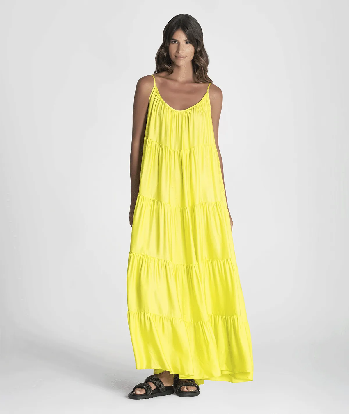 Vestido con tirantes ajustables y pliegues Lima
