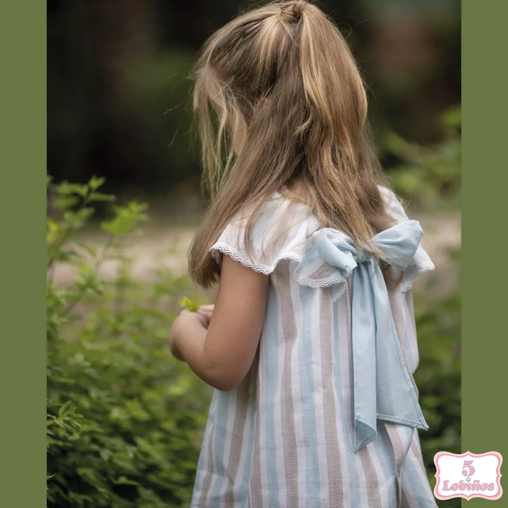 VESTIDO NIÑA RAYAS TURQUESA Coco Acqua