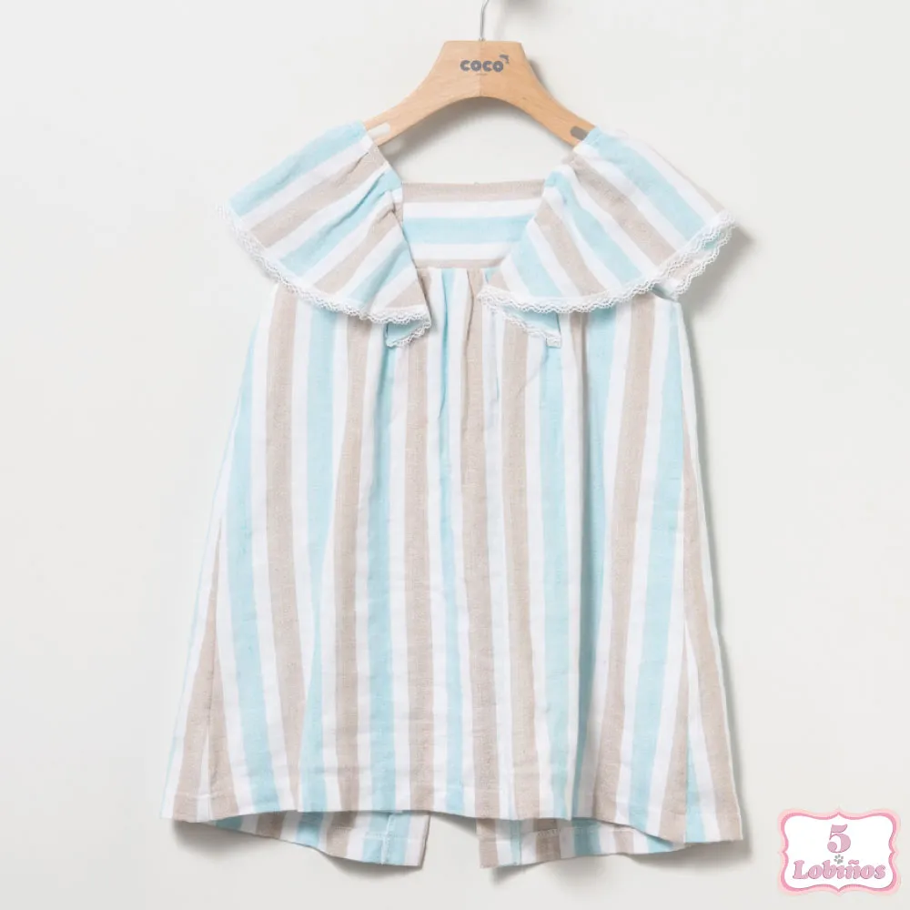 VESTIDO NIÑA RAYAS TURQUESA Coco Acqua