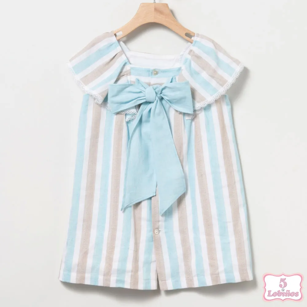 VESTIDO NIÑA RAYAS TURQUESA Coco Acqua