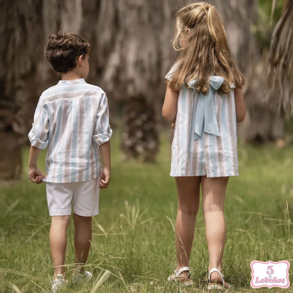 VESTIDO NIÑA RAYAS TURQUESA Coco Acqua