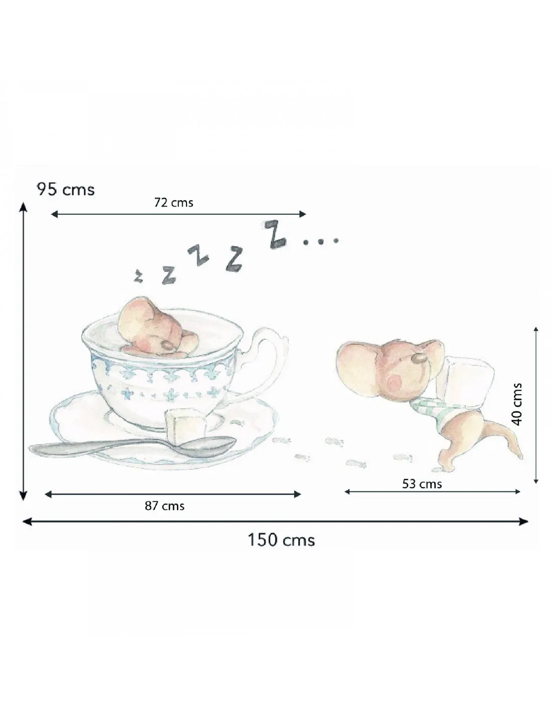 Vinilo infantil La tacita de té de Sueños de cigüeña