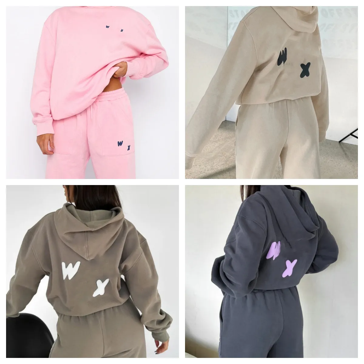 WFWOMWOMEN WOMEN'S ESTAMPADO DE LETRAS DE 2 PIEZAS COLLA COLLA COLLA SKUNSA Y PANTALES SET PITRO